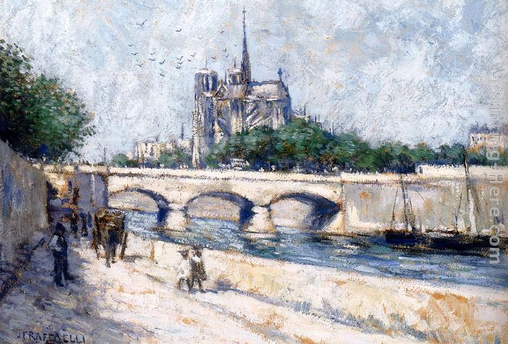 Notre Dame, Paris painting - Jean Francois Raffaelli Notre Dame, Paris art painting